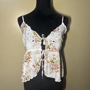 American Eagle Outfitters Floral Eyelet tank top